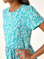 Roman Blue Abstract Print Jersey Dress - Image 2 of 5