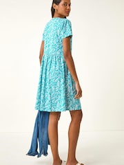 Roman Blue Abstract Print Jersey Dress - Image 5 of 5