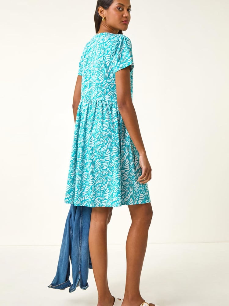 Roman Blue Abstract Print Jersey Dress - Image 5 of 5