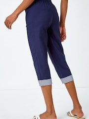 Roman Blue Contrast Detail Cropped Stretch Trousers - Image 2 of 5