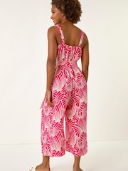 Roman Pink Abstract Strappy Jumpsuit - Image 4 of 5
