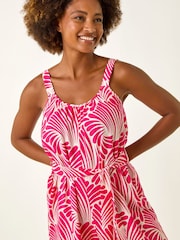 Roman Pink Abstract Strappy Jumpsuit - Image 5 of 5