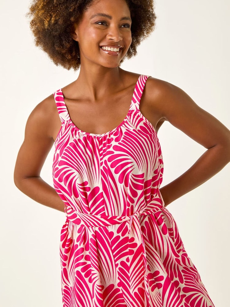 Roman Pink Abstract Strappy Jumpsuit - Image 5 of 5 Roman Pink Abstract Strappy Jumpsuit - Image 5 of 5