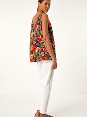 Roman Red Floral Buttoned Cami Top - Image 3 of 5