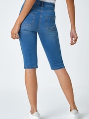 Roman Blue Stretch Knee Length Pedal Pusher Shorts - Image 3 of 5