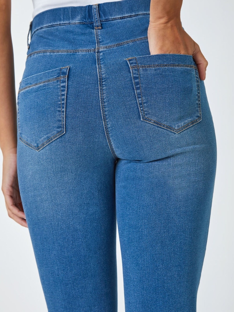 Roman Blue Stretch Knee Length Pedal Pusher Shorts - Image 5 of 5