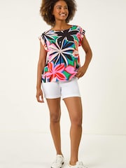 Roman Pink Floral Print Shell Top - Image 1 of 5