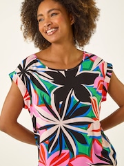 Roman Pink Floral Print Shell Top - Image 4 of 5