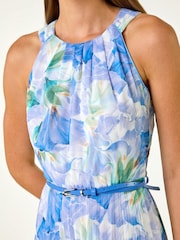 Roman Blue Floral Print Pleated Maxi Dress - Image 2 of 5