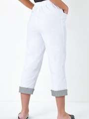 Roman White Contrast Detail Cropped Stretch Trousers - Image 4 of 5