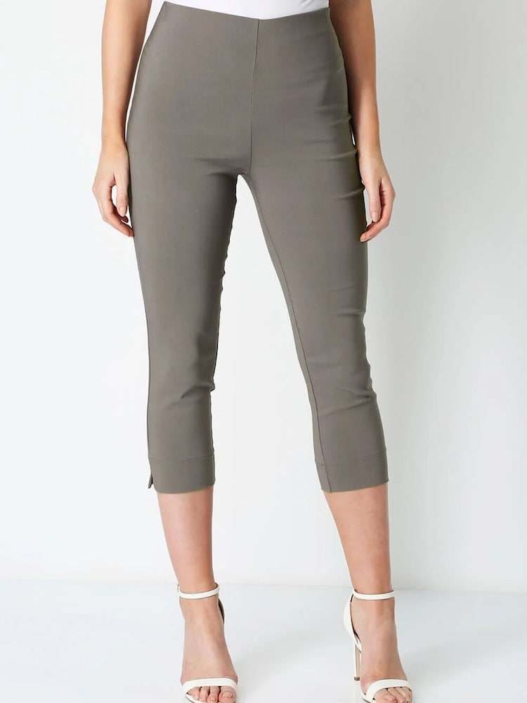 Roman Brown Cropped Stretch Trousers - Image 1 of 4