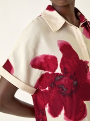 Roman White Floral Print Shift Shirt Dress - Image 5 of 5