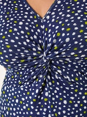 Roman Blue Curve Abstract Twist Front Midi Dress - Image 5 of 5