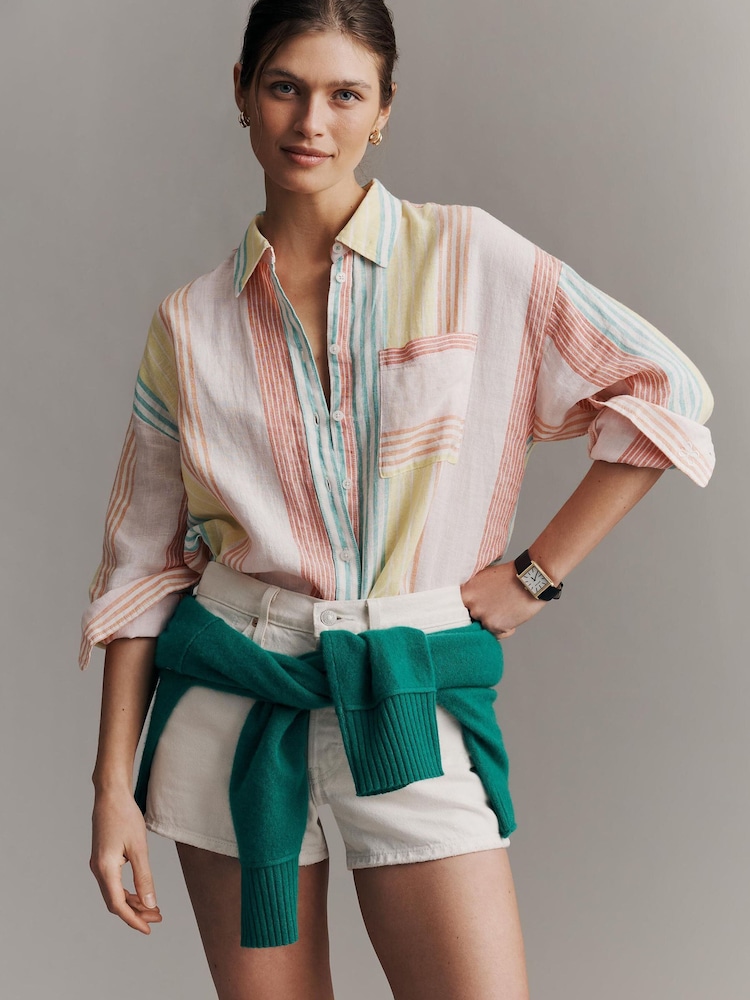 Anthropologie Bennet Linen Buttondown Shirt - Image 1 of 4 Anthropologie Bennet Linen Buttondown Shirt - Image 1 of 4