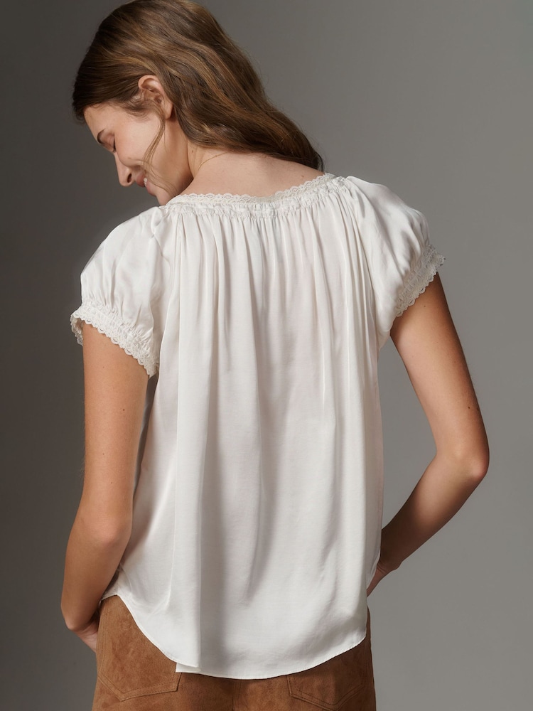 Anthropologie Amber Short-Sleeve Silky Top - Image 2 of 3