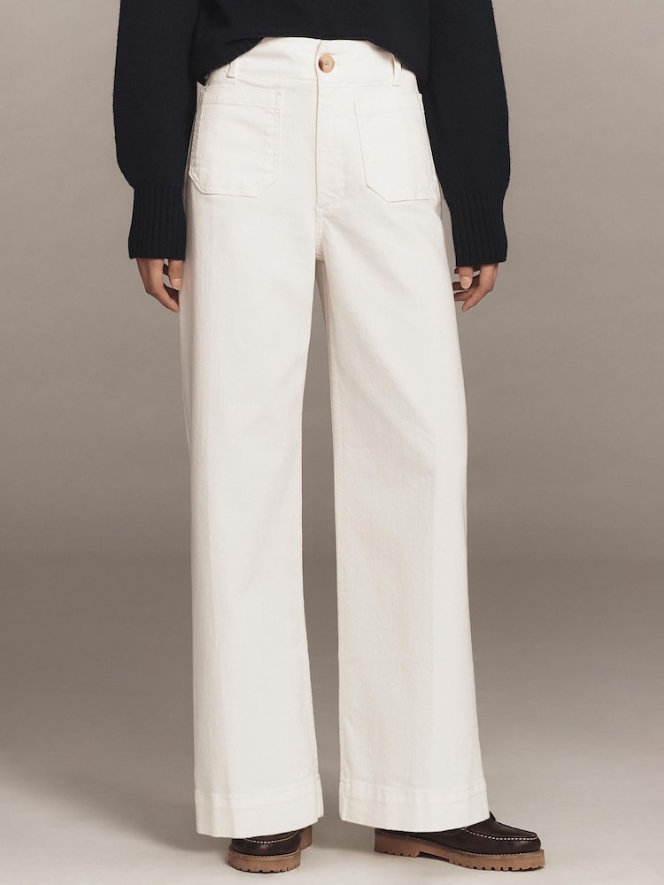 Anthropologie Maeve Colette Full-Length White Jeans - Image 1 of 3