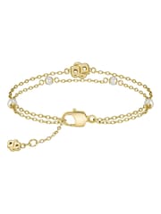 BOSS Gold Tone Double B Mirelle IP and Pearl Bracelet - Image 1 of 6