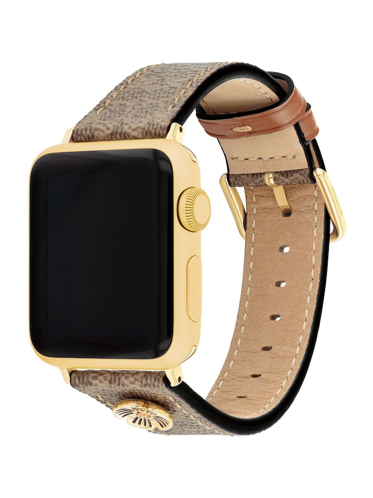 COACH Brown Signature C Coated Canvas Apple Watch Strap - Image 2 of 4 COACH Brown Signature C Coated Canvas Apple Watch Strap - Image 2 of 4