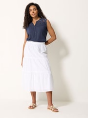 M&Co Blue Floral Embroidered Vest Top - Image 3 of 5