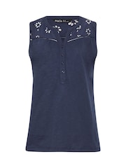 M&Co Blue Floral Embroidered Vest Top - Image 5 of 5