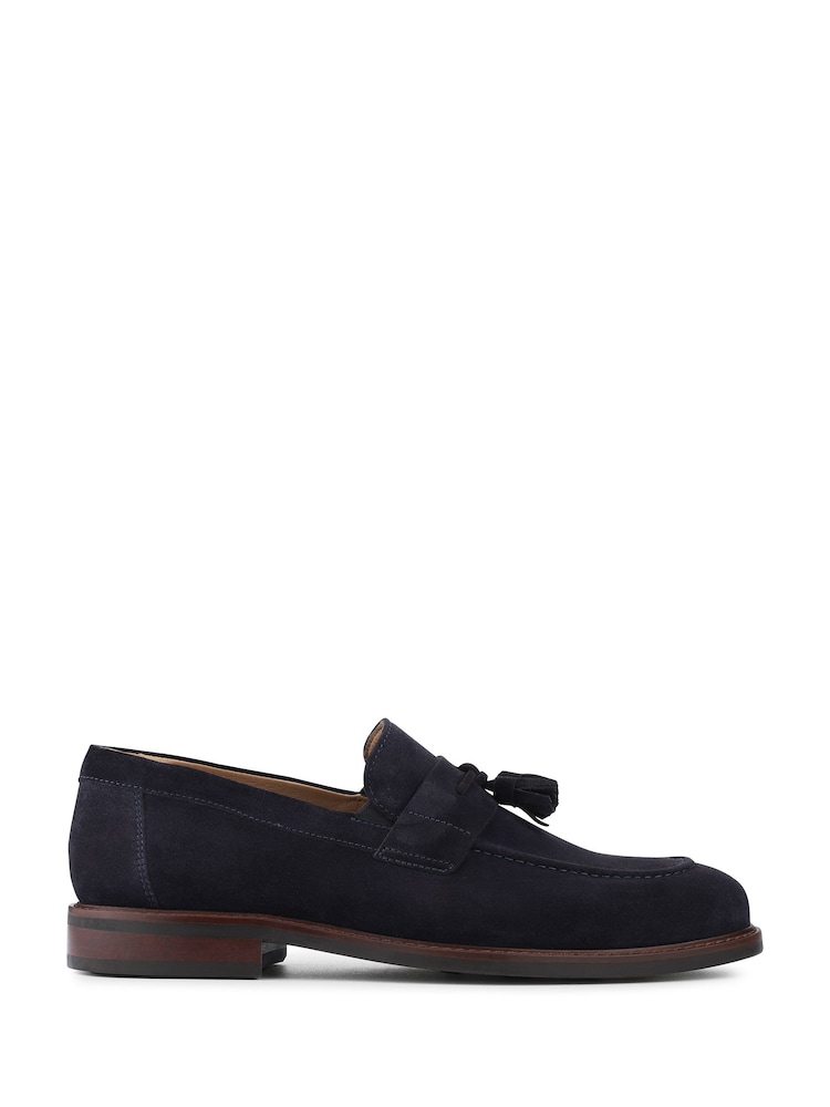 Jones Bootmaker Navy Suede Rodrigo Wide-Fit Leather Tassel Loafers - Image 1 of 5