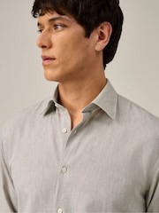 Skopes Grey Linen Blend  Casual Shirt - Image 4 of 7