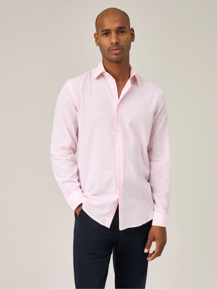 Skopes Pink Linen Blend  Casual Shirt - Image 1 of 7