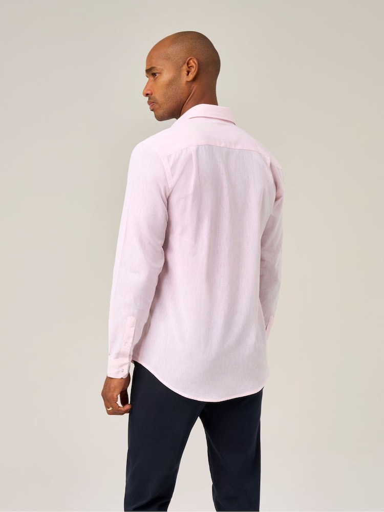 Skopes Pink Linen Blend  Casual Shirt - Image 2 of 7