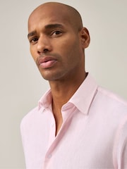 Skopes Pink Linen Blend  Casual Shirt - Image 4 of 7