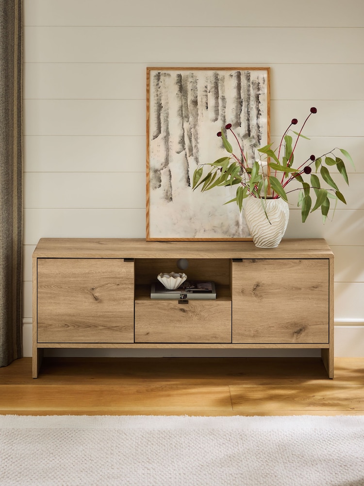 Mid Natural Edison Oak Effect TV Unit - Image 1 of 4 Mid Natural Edison Oak Effect TV Unit - Image 1 of 4