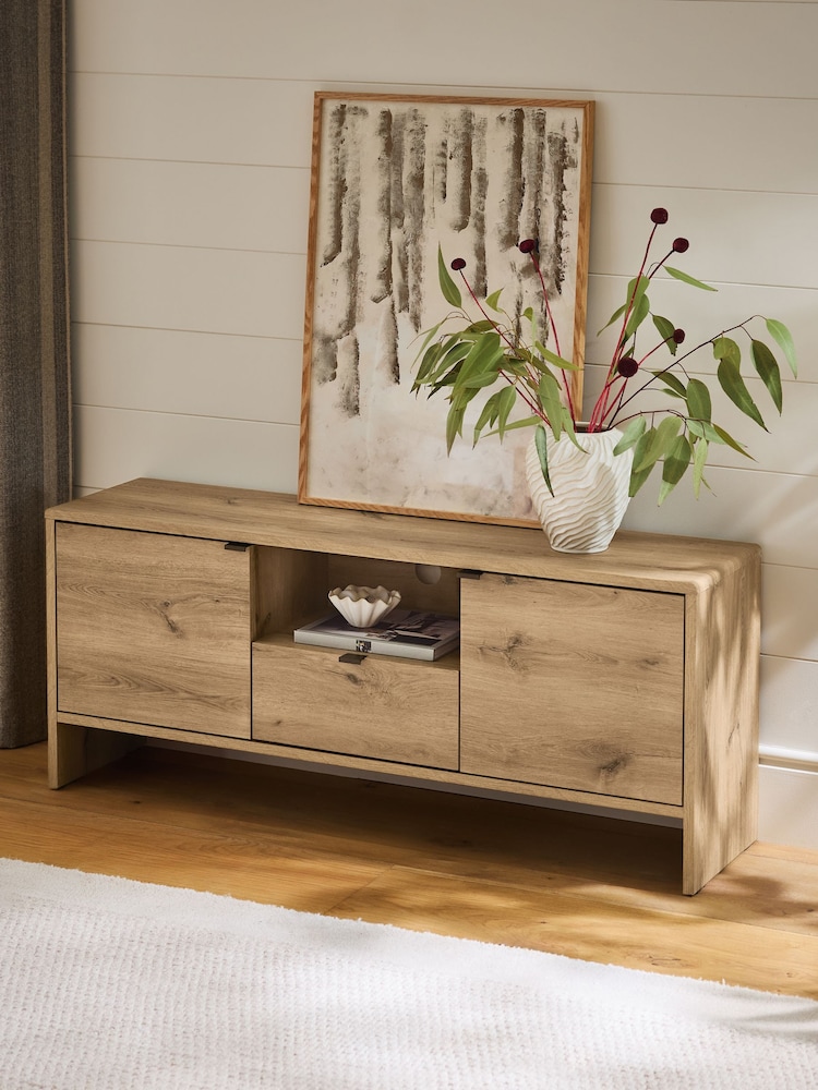 Mid Natural Edison Oak Effect TV Unit - Image 2 of 4 Mid Natural Edison Oak Effect TV Unit - Image 2 of 4