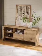 Mid Natural Edison Oak Effect TV Unit - Image 3 of 4