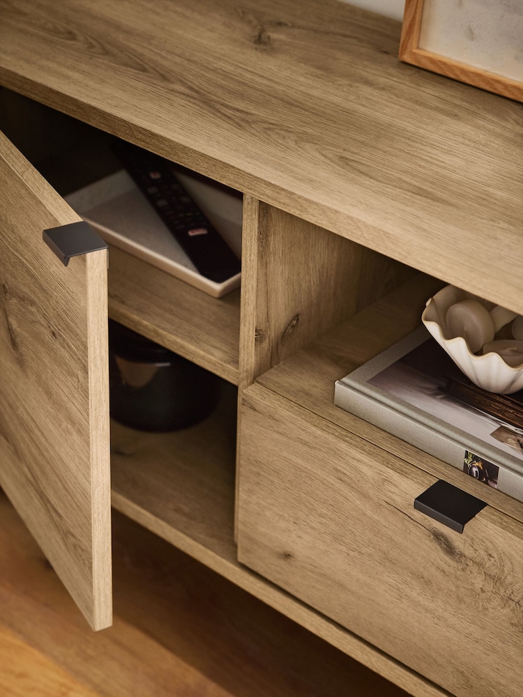 Mid Natural Edison Oak Effect TV Unit - Image 4 of 4 Mid Natural Edison Oak Effect TV Unit - Image 4 of 4