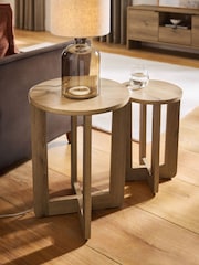 Mid Natural Edison Oak Effect Nest of Table - Image 1 of 4