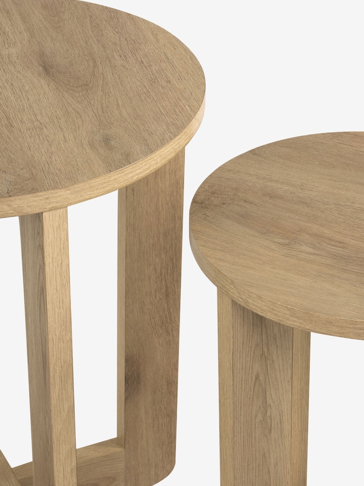 Mid Natural Edison Oak Effect Nest of Table - Image 4 of 4 Mid Natural Edison Oak Effect Nest of Table - Image 4 of 4