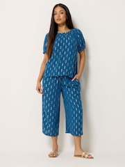 M&Co Blue Petite Foil Scoop Neck Top - Image 2 of 5