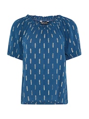 M&Co Blue Petite Foil Scoop Neck Top - Image 5 of 5