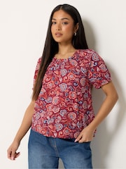 M&Co Orange Petite Ethnic Printed Top - Image 1 of 5