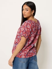 M&Co Orange Petite Ethnic Printed Top - Image 2 of 5