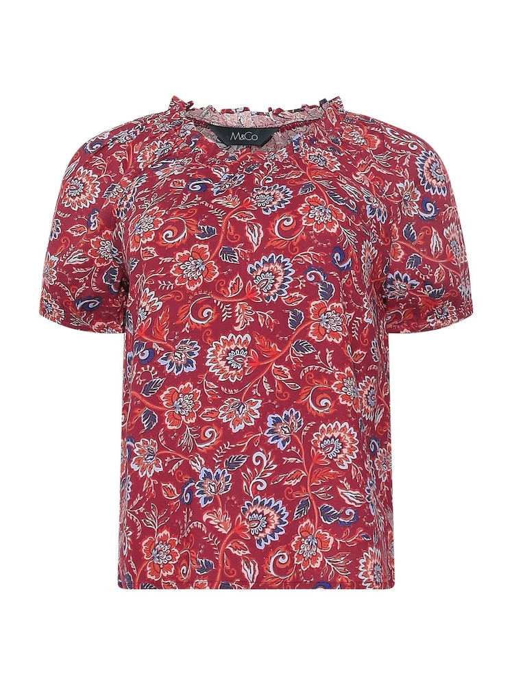 M&Co Orange Petite Ethnic Printed Top - Image 5 of 5