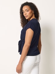 M&Co Blue Tie Waist Short Sleeve T-Shirt - Image 3 of 5