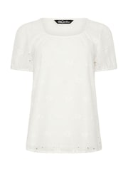 M&Co White Broderie Short Sleeve Top - Image 3 of 3