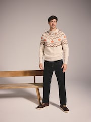 Neutral Pumpkin Fairisle Knitted Crew Neck Jumper - Image 2 of 4