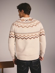 Neutral Pumpkin Fairisle Knitted Crew Neck Jumper - Image 3 of 4