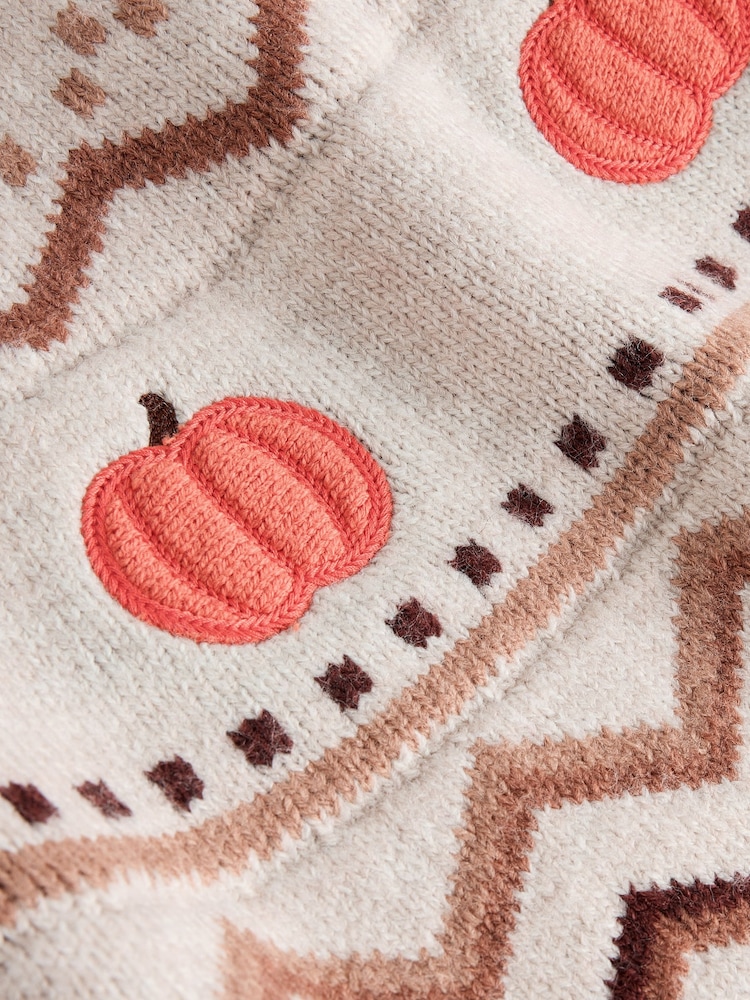 Neutral Pumpkin Fairisle Knitted Crew Neck Jumper - Image 7 of 7 Neutral Pumpkin Fairisle Knitted Crew Neck Jumper - Image 7 of 7
