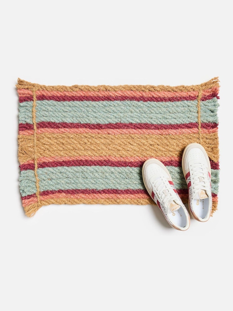 Oliver Bonas Blue Striped Doormat - Image 1 of 4