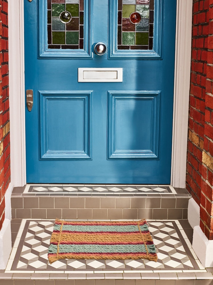 Oliver Bonas Blue Striped Doormat - Image 2 of 4
