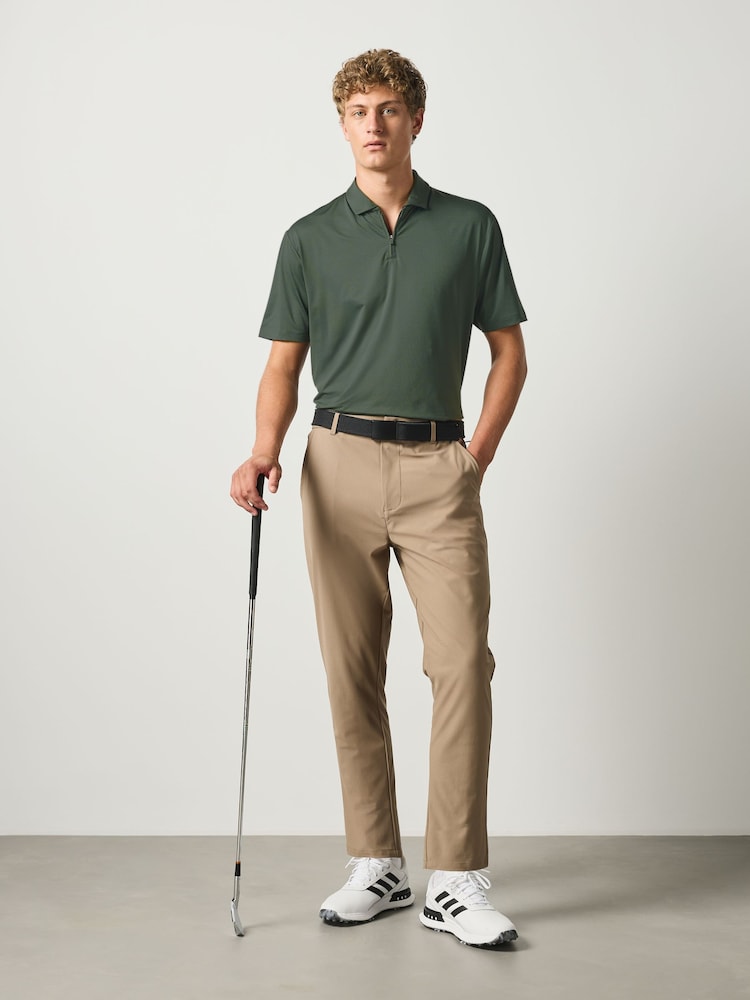 Khaki Green Active Golf Textured Training Polo Shirt - Image 2 of 8