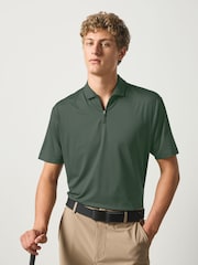 Khaki Green Active Golf Textured Training Polo Shirt - Image 3 of 8
