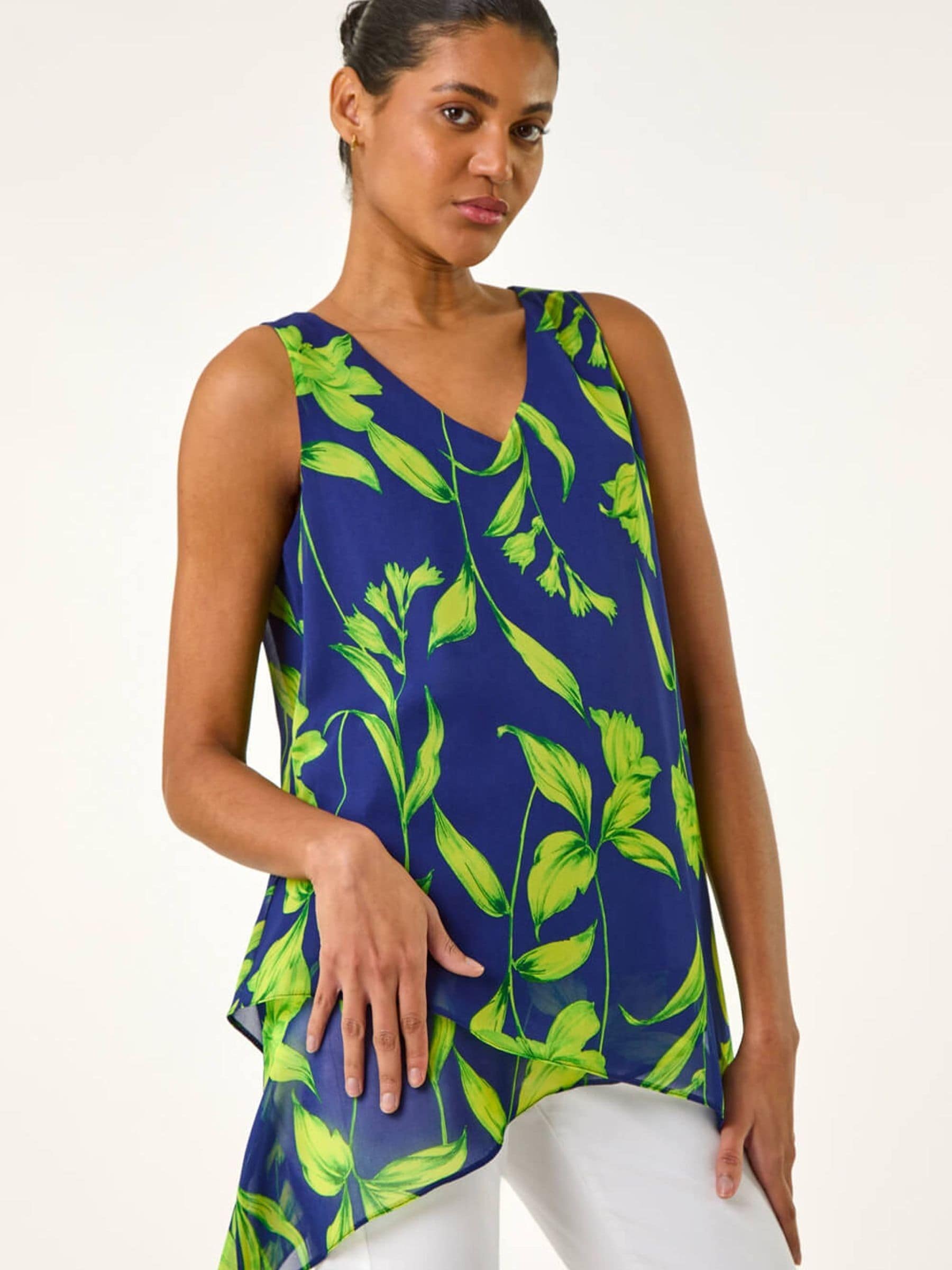 Buy Roman Blue Floral Print Wrap Overlay Top from Next Romania